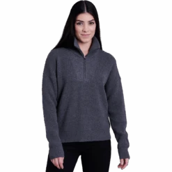 KUHL Women's Norda 1/4 Zip Sweater 12 KUHL Women's Norda 1/4 Zip Sweater -Ski Sports Shop 100265622 CHARCOAL 1